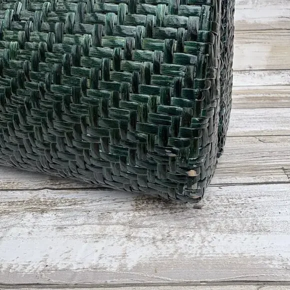 VTG Rodo Lacquered Wicker Basket Box Purse Green Framed Retro 50s 60s Italian - Picture 5 of 15